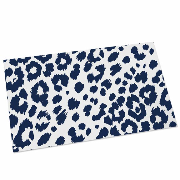 Leopard Print Door Mat 16x24 Inch Morandi Style Navy Blue Leopard Print Country Entryway Rug with Non-Slip Rubber, Front Door Mat Indoor Floor Mats for Living Room Bathroom Bedroom Home Office