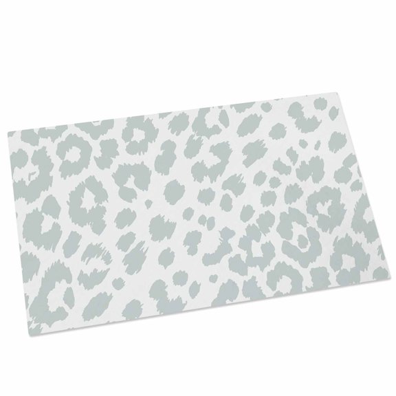 Leopard Print Door Mat 16x24 Inch Morandi Style White Gray Leopard Print Country Entryway Rug with Non-Slip Rubber, Front Door Mat Indoor Floor Mats for Living Room Bathroom Bedroom Home Office