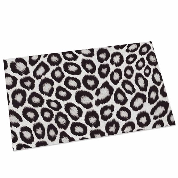 Leopard Print Door Mat 18x30 Inch Black Gray Animal Texture Entryway Rug with Non-Slip Rubber, Front Door Rug Indoor Floor Mats for Living Room Bathroom Bedroom Home Office