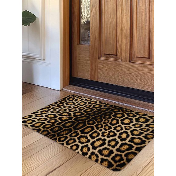Leopard Print Door Mat&nbsp;Indoor Outdoor Entrance, Non Slip Rug for Kitchen Bathroom Entryway Rug, Farmhouse Gradient Animals Texture Washable Doormat Floor Mat for Office Home Decor 20x31.5 Inch
