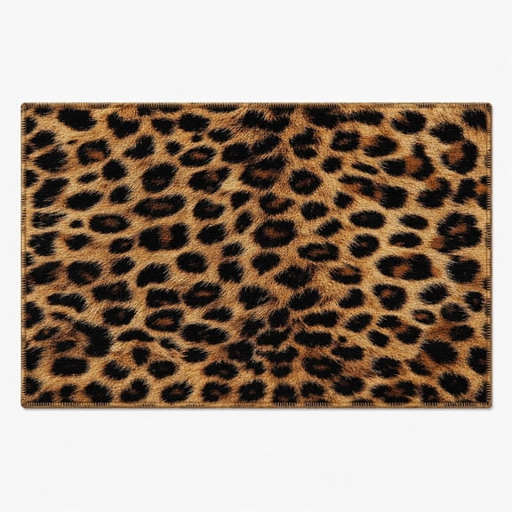 Leopard Print Doormat, Animal Cheetah Spot Low-Pile Non-Slip Entryway Welcome Mat for Front Door Indoor Floor Decor