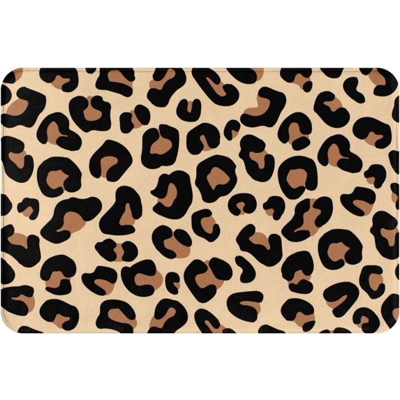 Leopard Print Doormat Front Door Rug, 24"X16" Absorbent Machine Washable Inside Door Mat, Non Slip Low-Profile Entrance Rug for Entry, Back Door