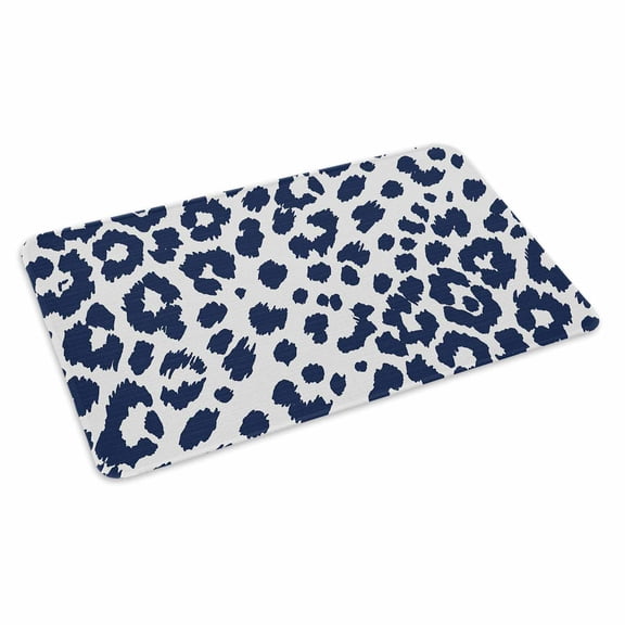 Leopard Print Doormat Morandi Style Navy Blue Leopard Print Country Non Slip Low Profile Rubber Door Mat Washable Absorbent Indoor Front Door Mat Entryway Rug Entrance Carpet 16x24 Inch