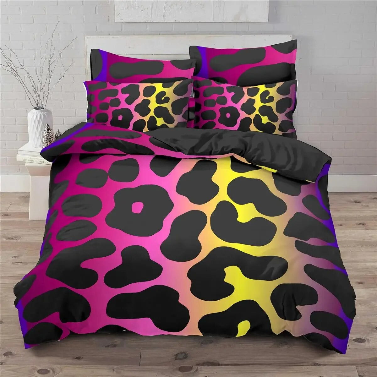 Leopard Print Duvet Cover Set Africa Animal Bedding Set for Girls Boys
