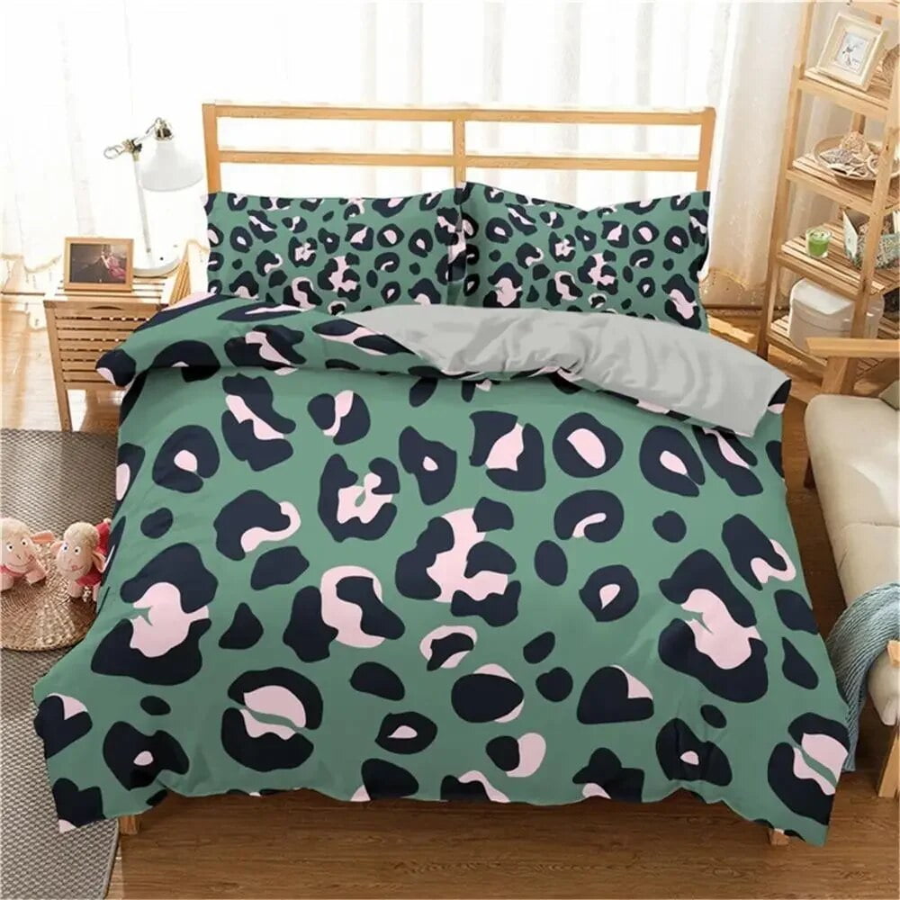 Leopard Print Duvet Cover Set King Size Africa Animal Bedding Set for
