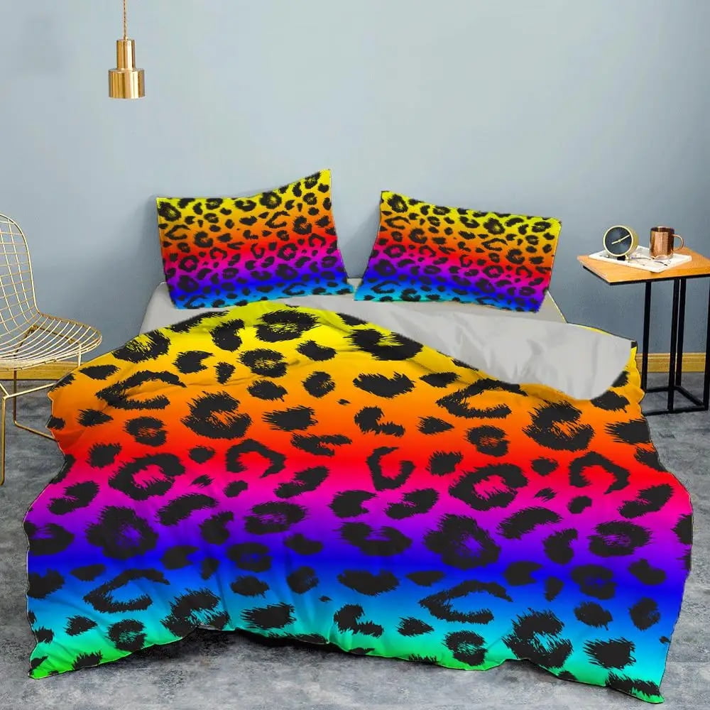 Leopard Print Duvet Cover Set King Size Africa Animal Bedding Set for