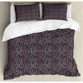 thumbnail image 1 of Leopard Print Duvet Cover Set King Size, African Safari Animal Pattern Nature Inspired Fashion Cheetah Panther, Decorative 3 Piece Bedding Set with 2 Pillow Shams, Pink Grey Black, by Ambesonne, 1 of 3
