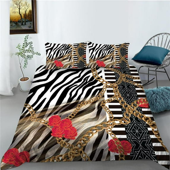 Leopard Print Duvet Cover Set Microfiber European Retro Classic Printing Twin Bedding Set Leopard Go