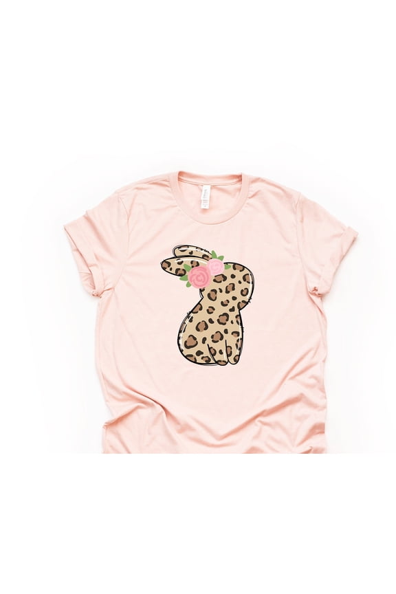 Leopard Print Easter Bunny TShirt Retro Floral Design