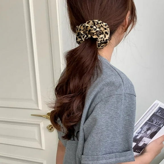 Leopard Print Elastic Hair Bands Simple Vintage Hair Rope Hair Ties Scrunchie Large Hair Headwear Girls Women Hair Accessories