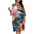 thumbnail image 1 of Leopard Print Exotic Floral Collage Sleepshirts For Sleeping Travels Loose Sleepdress Pajama Dress Soft Nightdress Sleepwear, 1 of 7