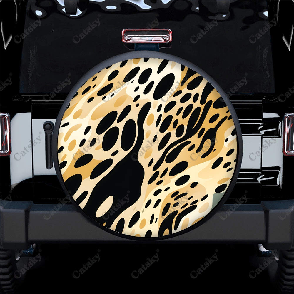 Leopard Print Fabric Art Pattern Polyester Universal Spare Wheel Tire ...