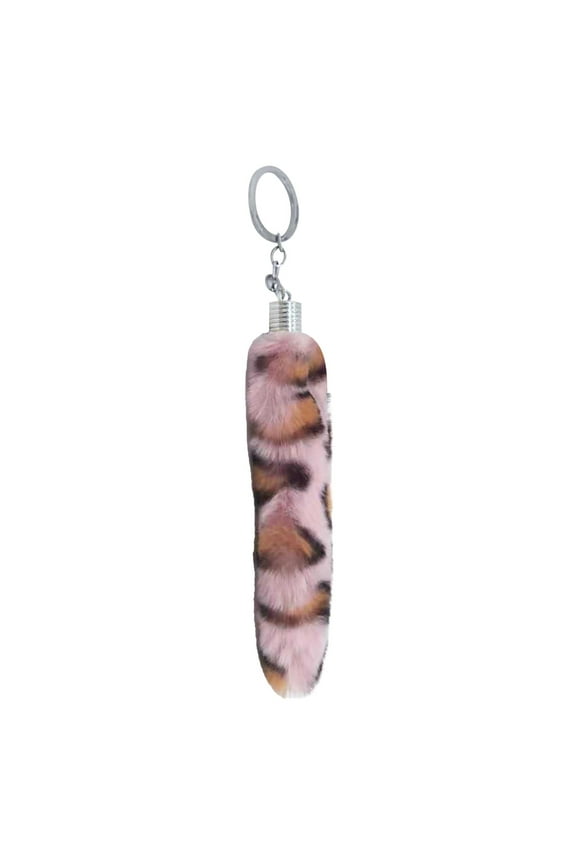 Leopard Print Keychain - Fluffy Animal Tail Bag Charm for Women, Soft Plush Keyring Accessory for Handbags, Purses & Backpacks (Trendy & Playful)