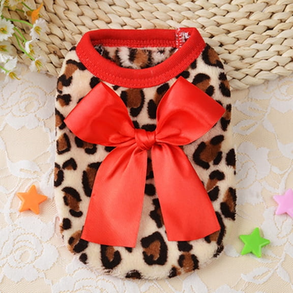 Leopard Print Festive Vest for Dogs and Cats Cozy Autumn Winter Pet Apparel Clothing
