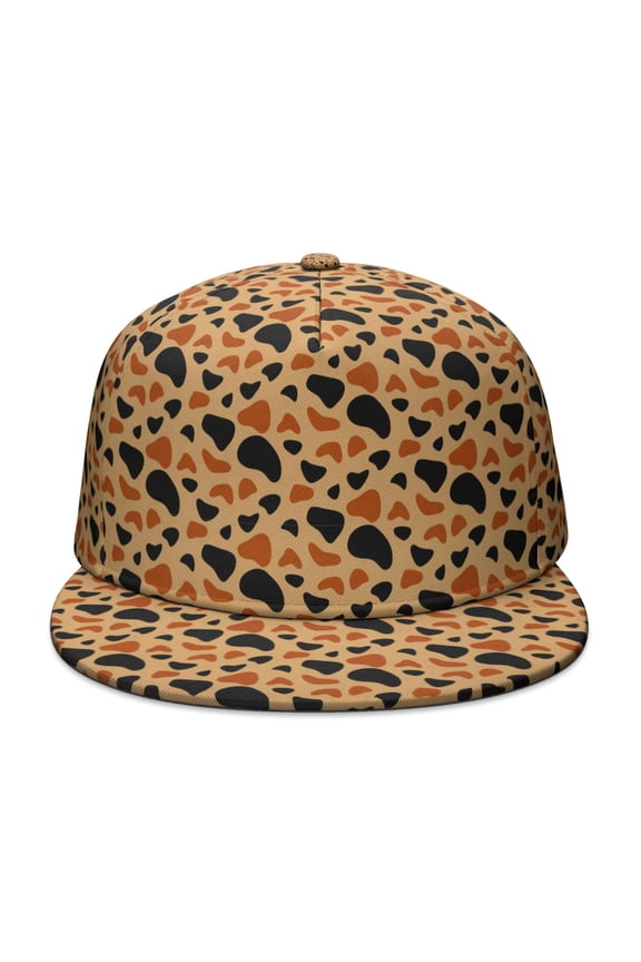 Leopard Print Flat Baseball Cap – Adjustable Snapback Hat with Flat Bill, Breathable and Durable, Personalized Design for Sports, Travel & Daily Wear