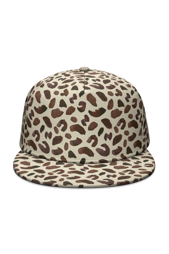 Leopard Print Flat Baseball Cap – Adjustable Snapback Hat with Flat Bill, Breathable and Durable, Personalized Design for Sports, Travel & Daily Wear