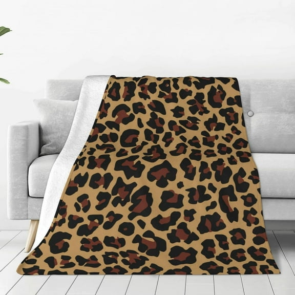 Leopard Print Fleece Blanket Flannel Warm Fuzzy Cozy Super Soft Throw Blankets for Couch Sofa Chair Car Camp Bed Queen Decor (60"x80", Pink)