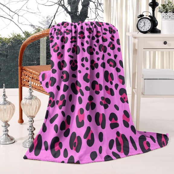 Leopard Print Fleece Blanket - Fleece Blanket for Bed Sofa Travel & Camping Super Soft & Cozy Plush Cheetah Design for All Seasons 50x60 inches