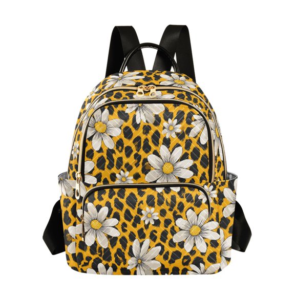 Leopard Print Flower Pattern Fashion Backpack Quilted Lightweight Women Travel Daypack 14L