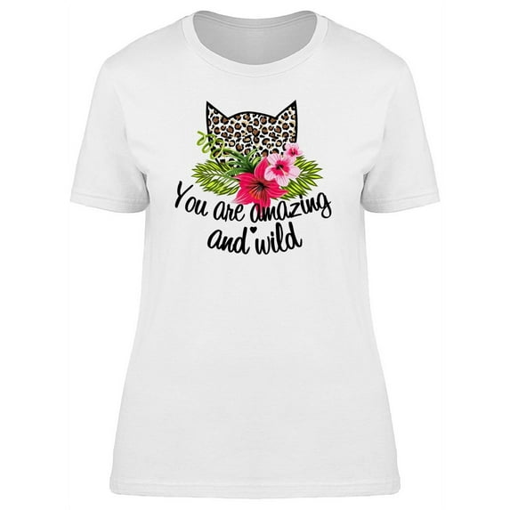 Leopard Print Flowers T-Shirt Women -Image by Shutterstock, Female x-Large