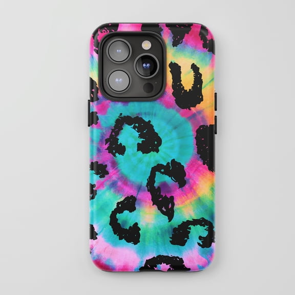 Leopard Print For All iPhone Series Protective Phone Case Rainbow Tie Dye
