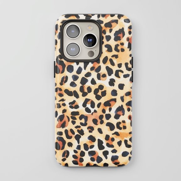 Leopard Print For All iPhone Series Protective Phone Case Watercolor Beige Multi-color