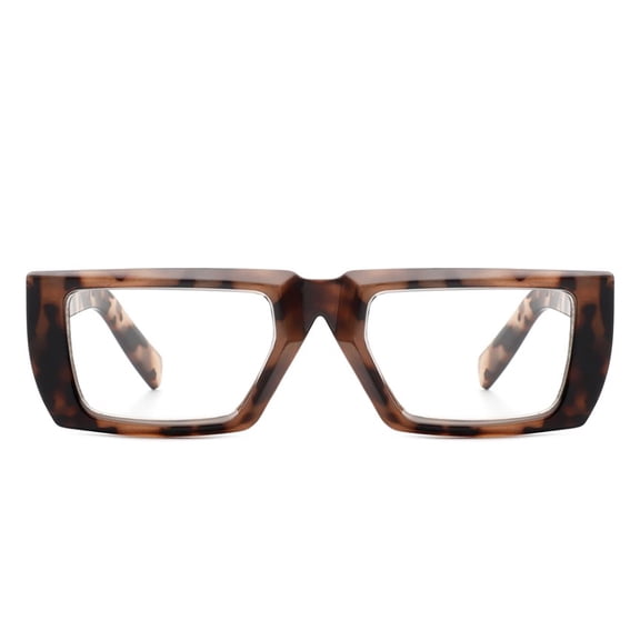 Leopard Print Frame Square Eyeglasses - Clear Lens Fashion Daily Casual Wear