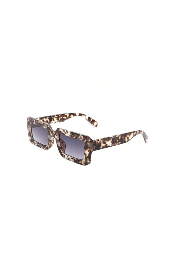 Leopard Print Frame Sunglasses - Dark Lens UV Protection Fashion Casual Eyewear