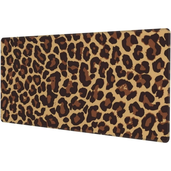 Leopard Print Gaming Mouse Pad Non Slip XL Large Mousepad Stitched Edge Rubber Base Desk Mat for Laptop PC Computer