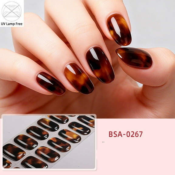 Leopard Print Gel Nail Stickers Waterproof Ice Transparent No-Bake Nail Polish Film Nail Stickers-Bsa-0267