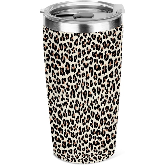 Leopard Print Gifts, 20 oz Insulated Tumbler, Tumbler with Lid, Vacuum Travel Coffee Mug Stainless Steel Cup for Cold Hot Drink Leopard Decor Gift for Women Men Animal Loves Friend Christmas