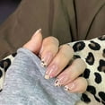 thumbnail image 1 of Shiny Leopard Print Gradient Gloss Pointed False Nails French Tips, 1 of 5