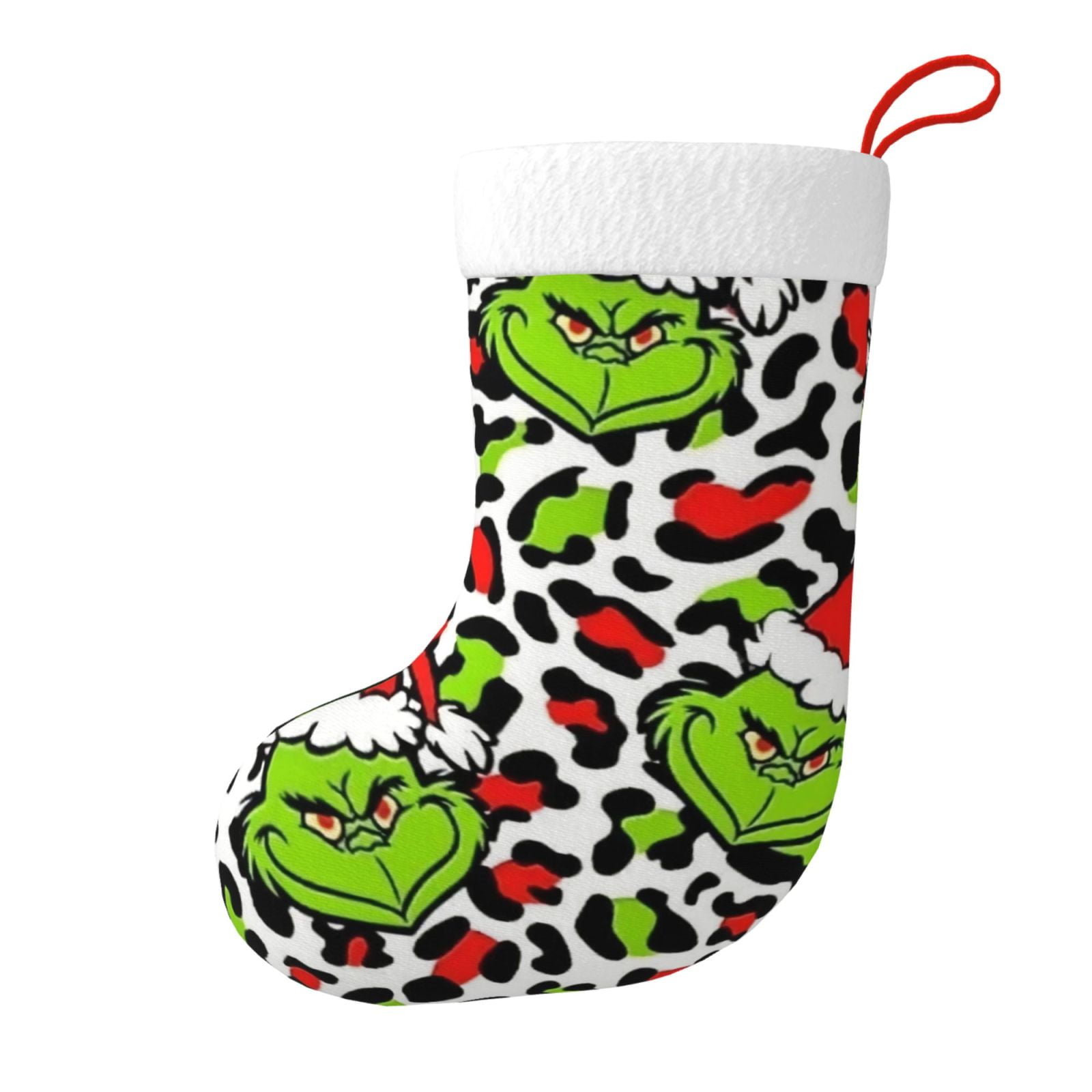 Leopard Print Grinch Christmas Stocking 18 Inch,Leopard Print Grinch Stockings Decorations for ...