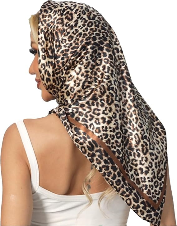 Leopard Print Head Scarf for Women Like Silk Satin Scarf for  display picture 2