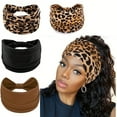 thumbnail image 1 of Leopard Print Head Wraps Elastic Stretchy Hair Bands Yoga Outdoor Headwear Running Workout Headwear Head Scarfs Turban for Women Girls Pack of 4, 1 of 7