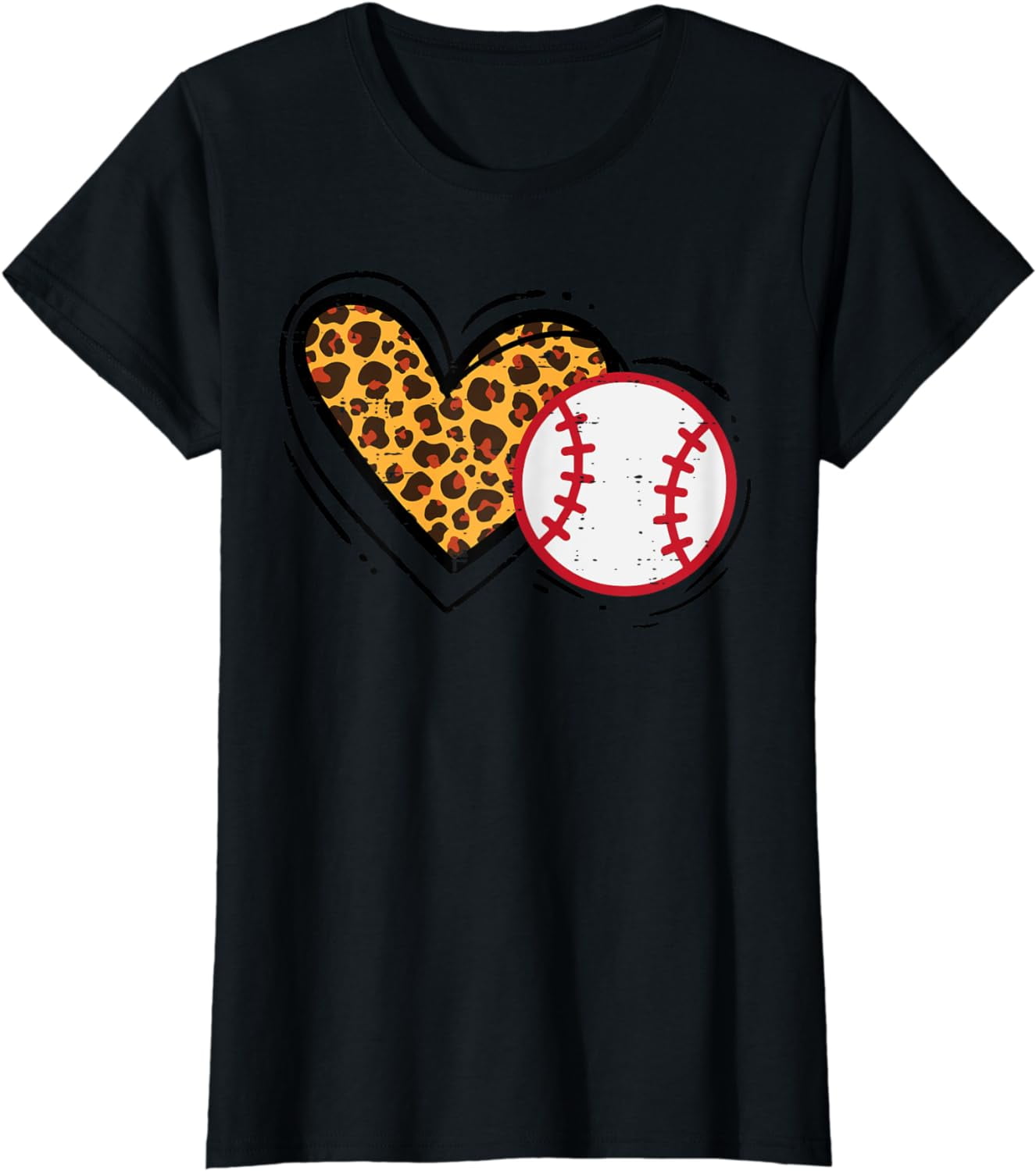 Leopard Print Heart Baseball Sports Lover Women Kids T-Shirt - Walmart.com