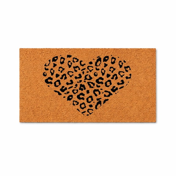 Leopard Print Heart Doormat, Animal Print Welcome Mat, Front Door Entry Rug, Housewarming Gift, New Home Closing Gift, Cheetah Spots 1934 (16x24 inches) 1934