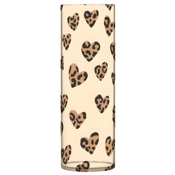 Leopard Print Heart Pattern Vase Flower Vase Clear Unbreakable Plastic Tall Decorative 11.8in
