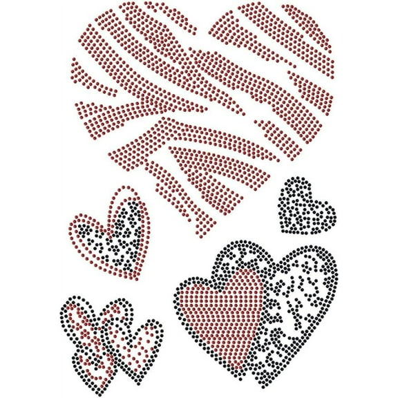 Leopard Print Heart Rhinestone Iron on Hotfix Heat Transfer Decal Bling Rhinestone Decals Rhinestone Heat Transfer Patch Clothing Repair Applique