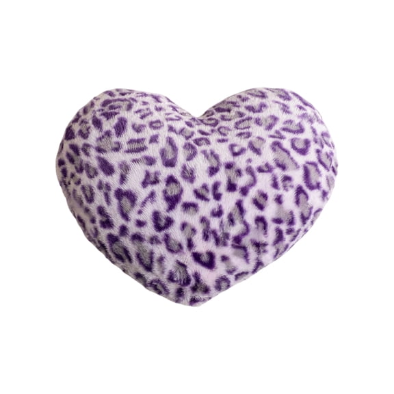 Leopard Print Heart Shaped Pillow, Soft Plush Heart Decorative Throw Pillow Love Pillows Cushion for Sofa Couch Bed Living Room Decor Valentine’s Day for Girls Women Purple,15.7"x11.8"