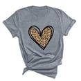 thumbnail image 1 of Leopard Print Heart T-Shirt for Womens Short Sleeve Crew Neck Tee Fashion Valentine's Day Shirts Petite Tops, 1 of 5
