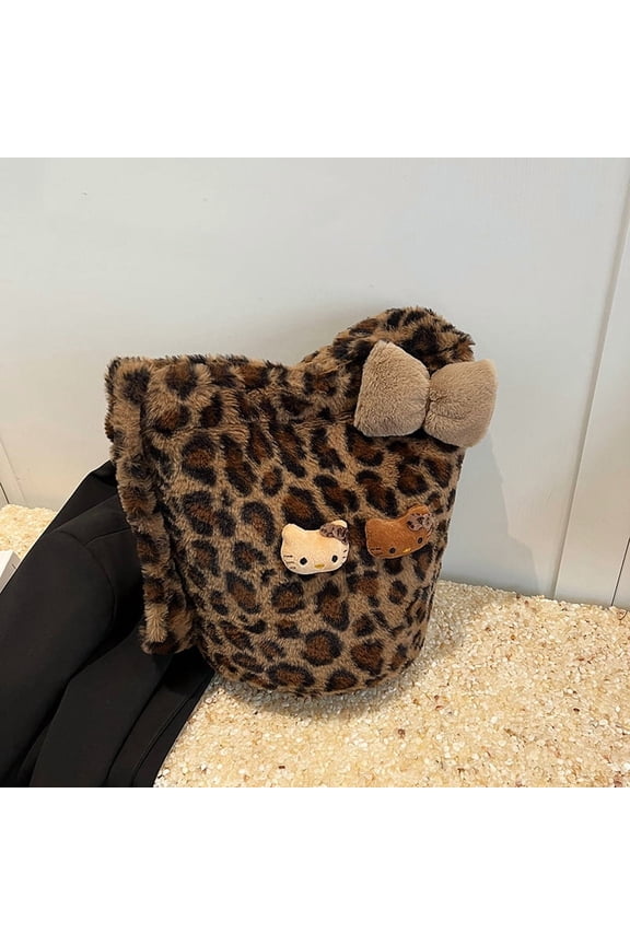 Leopard Print Hello Kitty Handbag Cute Commuting Bag Cartoon Fashion Birthday Gift