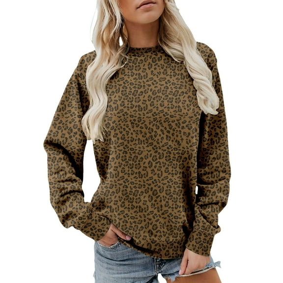 Leopard Print Hoodies for Women Long Sleeve Hooded Sweatshirt Fall Casual Tops