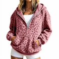 thumbnail image 1 of Leopard Print Hoodies for Women Quarter Zip Drawstring Long Sleeve Pullover Relaxed Fit Casual Trendy Y2k Sweatshirts With Kangaroo Pocket, 1 of 5