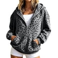 thumbnail image 1 of Leopard Print Hoodies for Women Quarter Zip Drawstring Long Sleeve Pullover Relaxed Fit Casual Trendy Y2k Sweatshirts With Kangaroo Pocket, 1 of 5