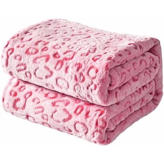Leopard Print Hot Pink Throw Blanket Fluffy Flannel Fleece Soft Throw Home Decor for Couch, 50"X60"