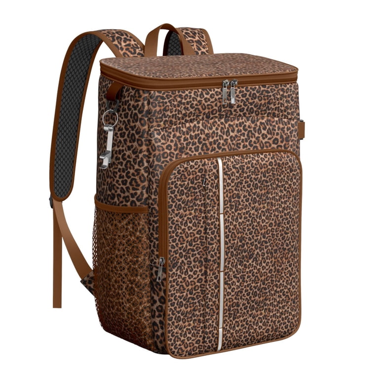?NEW Insulated Leopard Print Backpack Cooler Bag? Amazon.com : Cooler Backpack Leak Proof Women Leopard Soft  main image 4