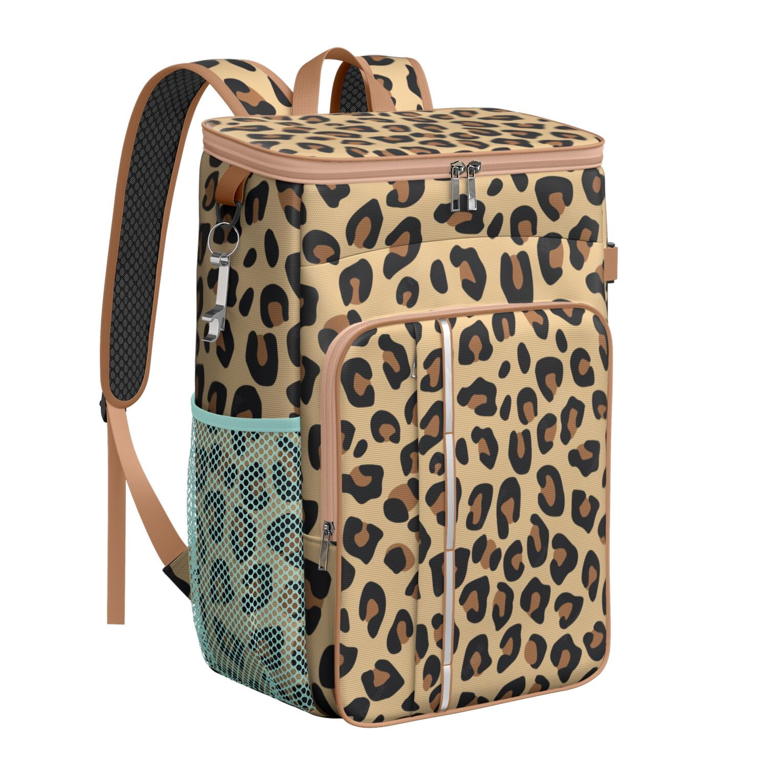 Leopard Print Insulated Cooler Backpack - 20L Leakproof Soft  display picture 2