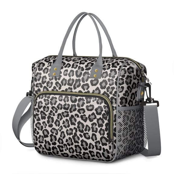 Leopard Print Insulated Lunch Bag – Classic Cheetah Spots Pattern Cooler Tote, Dual Compartment Leakproof Lunch Box for Adults, Work, Picnic, or Travel