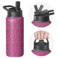 thumbnail image 1 of Leopard Print Insulated Stainless Steel Water Bottle with Straw & Cleaning Brush – 18 Oz | Leakproof, BPA-Free, 304 Stainless Steel, Wide Mouth, Travel Mug for Car, Gym, Office, 1 of 5